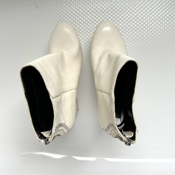 Dolce Vita Boot 9  Liv Off White Leather Studded Ankle Platform - Picture 5 of 12